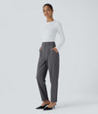 Halara Flex™ High Waisted Pocket Solid Work Tapered Pants - Lead Grey