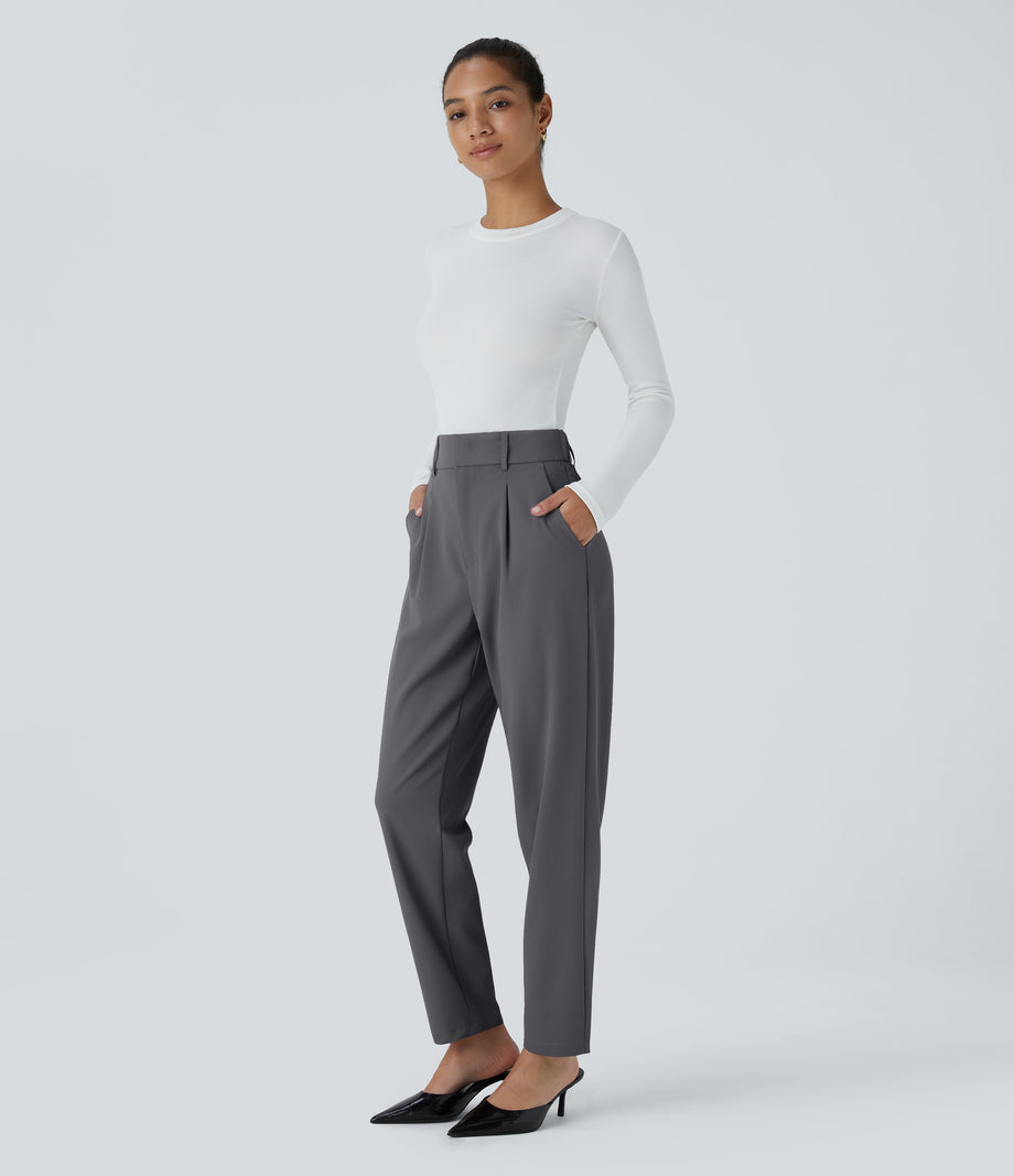 Halara Flex™ High Waisted Pocket Solid Work Tapered Pants - Lead Grey