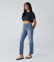 Halara Flex™ High Waisted Pockets Straight Leg Washed Casual Jeans - Sea Blue Denim