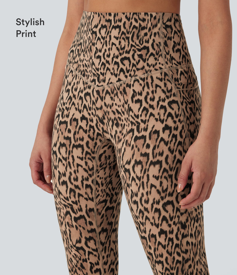 Halara UltraSculpt™ Leopard Print High Waisted Tummy Control Yoga Leggings with Pockets - Tan Leopard