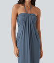 Halter Tie Back Maxi Dress with Pockets - Mountain Spring