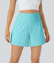 SoftlyZero™ Airy Super High Waisted 2-in-1  Cool Touch Yoga Shorts 5'' with Pockets-Longer Length - Loka Blue