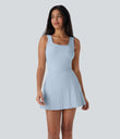 SoftlyZero™ Airy U Neck 2-in-1 Pocket Mini Cool Touch Dance Active Dress-Easy Peezy - Baby Blue