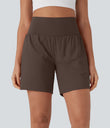 SoftlyZero™ Airy Super High Waisted 2-in-1 Cool Touch Yoga Shorts 7" with Pockets - Chocolate Martini