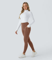 Halara UltraSculpt™ High Waisted Butt Lifting Tummy Control Pocket Shaping Workout Leggings - Thick Earthy Brown