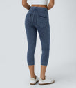 Halara Flex™ High Waisted Pocket Denim Capri Casual Leggings - Washed Denim Bleached Blue