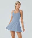 Backless Twisted Active Dress - Light Grey Blue