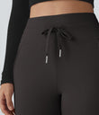 SoftlyZero™ Plush High Waisted Drawstring Pocket Plain Full Length Joggers - Chocolate Torte