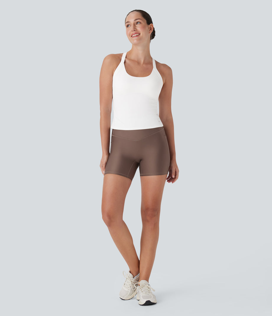 SoftlyZero™ Plush Cut Out Yoga Tank Top A-D Cups - White