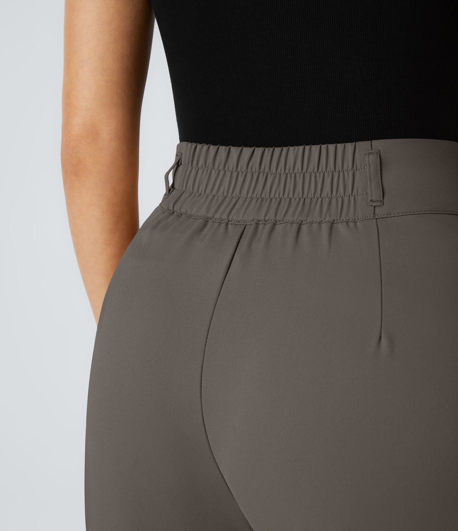 Halara Flex™ High Waisted Zipper Pocket Shirred Straight Leg Work Pants - Lead Grey
