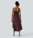 Breezeful™ High Low 2-Piece Pocket Flowy Midi Quick Dry Casual Dress - Amaranth