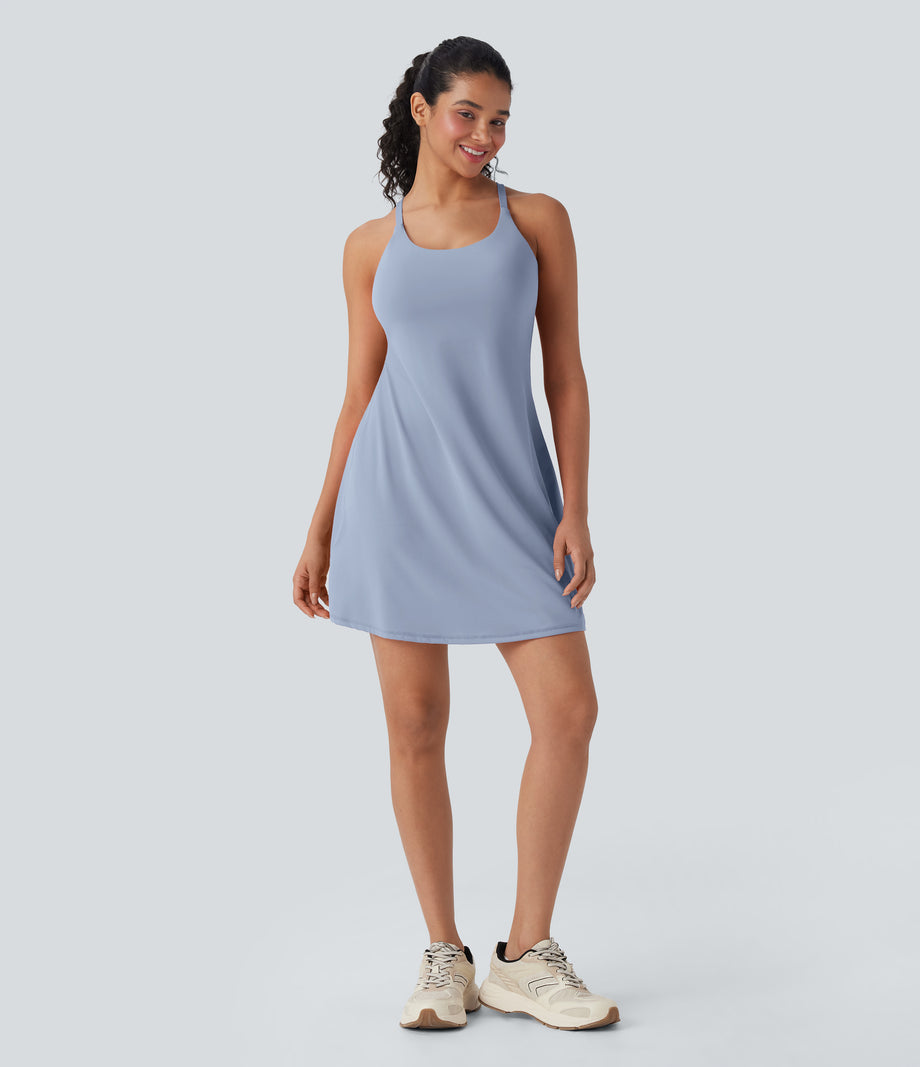 SoftlyZero™ Plush Active Dress-Longer Length-Easy Peezy Edition DD-F Cups - Skyway
