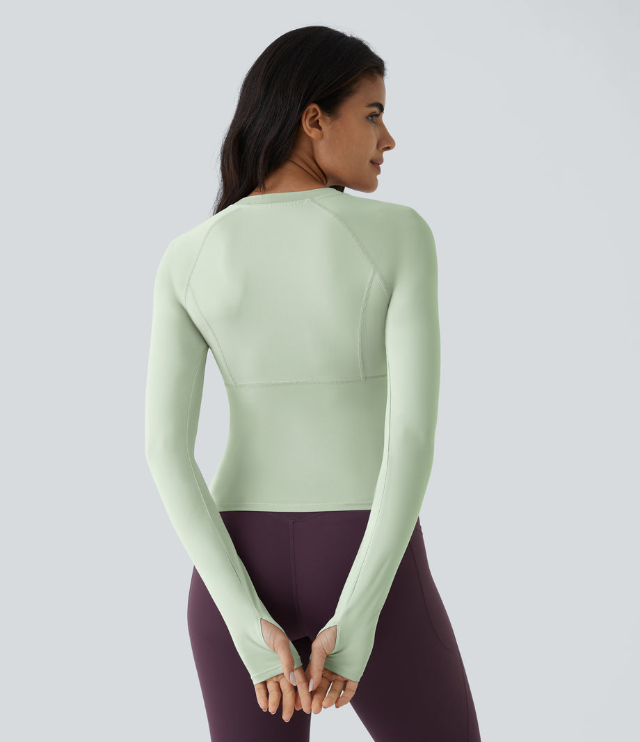 Solid Thumb Hole Yoga Sports Top - Dewkist