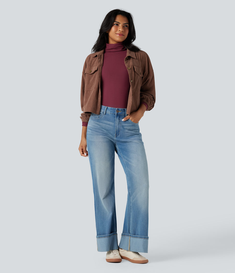 Halara HeatCore Turtleneck Long Sleeve Thumb Hole Casual Warming Top - Cordovan
