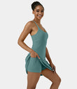 SoftlyZero™ Airy Cut Out 2-in-1 Pocket Cool Touch Longer Active Dress-UPF50+ - Rock Cyan Blue
