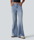 Halara Flex™ Low Rise Flare Washed Casual Jeans with Pockets - Light Blue – Glacier Light Blue