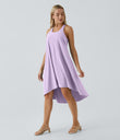 Breezeful™ Backless Racerback Side Pocket High Low Flowy Midi Quick Dry Casual Dress - Leisurely Lavender