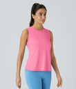 Cut Out Crossover Hem Solid Yoga Tank Top - Bubblegum