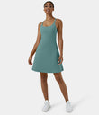 SoftlyZero™ Airy Cut Out 2-in-1 Pocket Cool Touch Longer Active Dress-UPF50+ - Rock Cyan Blue