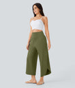 Breezeful™ High Waisted Tummy Control Split Hem Quick Dry Resort Pants with Pockets - Sphagnum