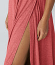 U Neck Flowy Maxi Casual Tank Dress - Poinsettia Floral Yarn