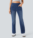 Halara Flex™ High Waisted Pockets Washed Casual Bootcut Jeans - Frost Blue Denim
