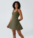 Flare Mini Dance Active Dress-Longer Length - Withered Green