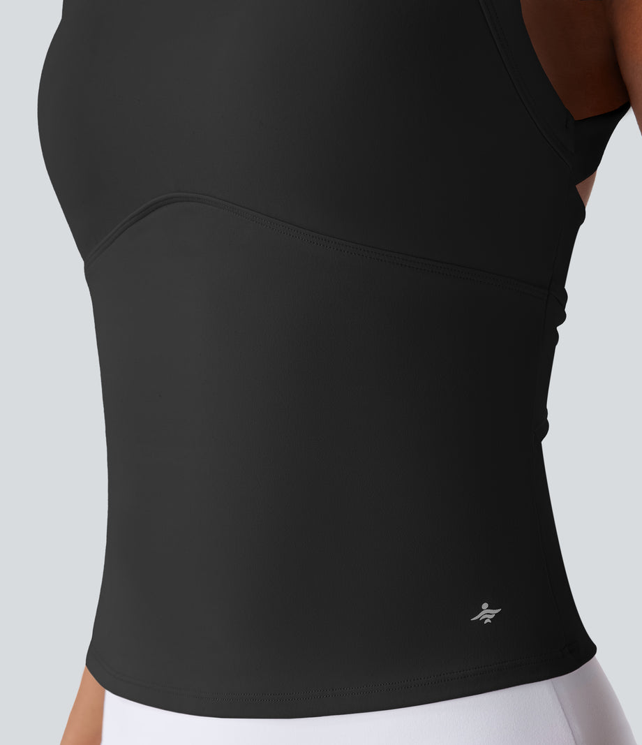 SoftlyZero™ Plush Cut Out Yoga Tank Top A-D Cups - Black