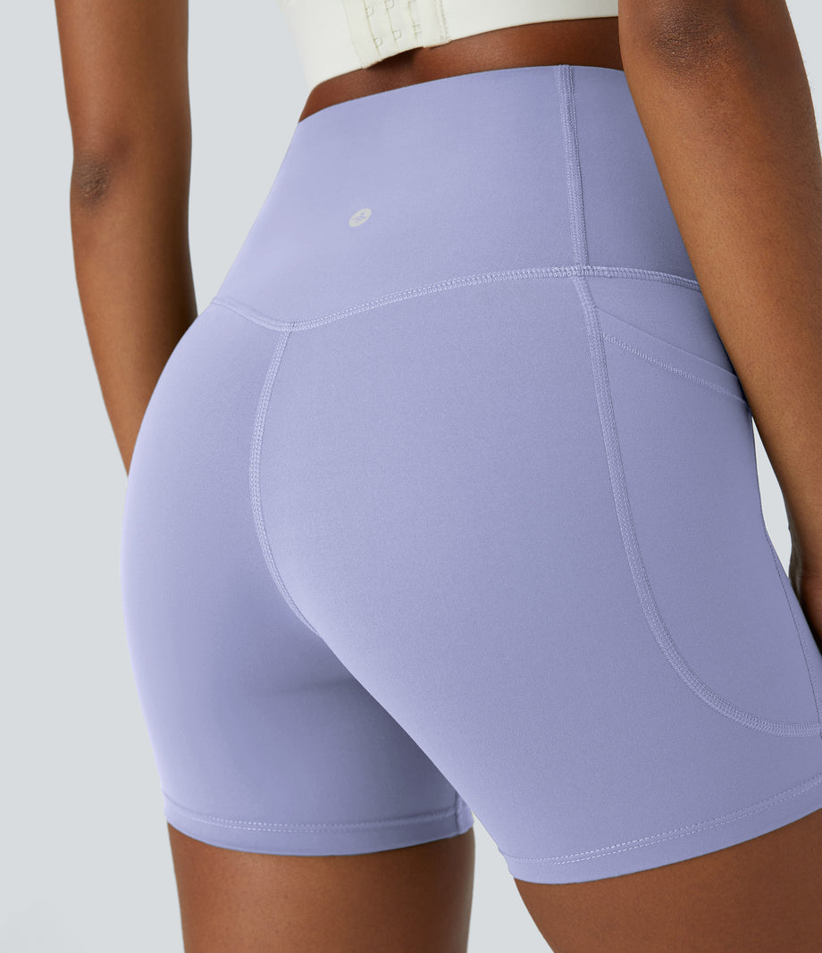 Halara UltraSculpt™ High Waisted Tummy Control Side Pocket Shaping Training Biker Shorts 5'' - Baby Lavender