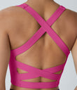 SoftlyZero™ Airy Square Neck Backless Crisscross Cropped Cool Touch Yoga Tank Top-UPF50+ - Fuchsia Fedora