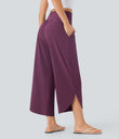 Breezeful™ High Waisted Tummy Control Split Hem Quick Dry Resort Pants with Pockets - Amaranth