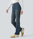 Halara Flex™ High Waisted Pockets Washed Casual Bootcut Jeans - Blue Surf Denim