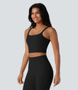 Halara UltraSculpt™ Double Straps Twisted Backless Cropped Yoga Tank Top - Black