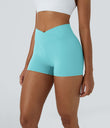 SoftlyZero™ High Waisted Crossover Plain Yoga Biker Shorts 3''-UPF50+ - Island Paradise