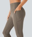 Halara UltraSculpt™ High Waisted Scrunch Butt Lifting Tummy Control Pocket Shaping Yoga Bootcut Leggings - Dawn Brown