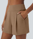 DayStretch High Waisted Work Baggy Shorts 4'' with Pockets - Burro