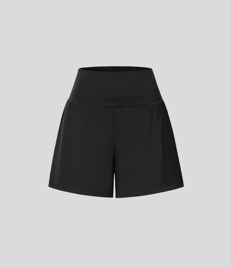 SoftlyZero™ Airy Super High Waisted 2-in-1  Cool Touch Yoga Shorts 5'' with Pockets-Longer Length - Black