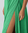 U Neck Flowy Maxi Casual Tank Dress - Dewleaf Green