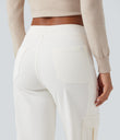 Halara Flex™ Mid Rise Pockets Straight Leg Casual Cargo Jeans - White Wood Denim