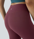 DayStretch High Waisted Crossover Flare Yoga Leggings - Red Mahogany
