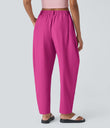 Mid Rise Pocket Barrel Leg Baggy Work Pants - Fuchsia Fedora