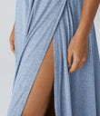 U Neck Flowy Maxi Casual Tank Dress - Cloudlight Blue