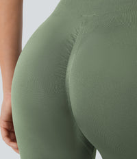 OneForm Seamless Flow High Waisted Ruched Plain Leggings - Sea Spray