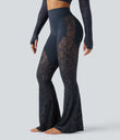 Halara UltraSculpt™ High Waisted Tummy Control Contrast Lace Yoga Flare Leggings with Pocket - Carbon
