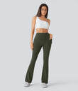 Halara UltraSculpt™ High Waisted Scrunch Butt Lifting Tummy Control Pocket Shaping Yoga Bootcut Leggings - Deep Woodland Green