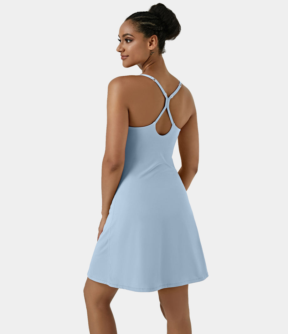 SoftlyZero™ Airy Cut Out 2-in-1 Pocket Cool Touch Longer Active Dress-UPF50+ - Angel Falls