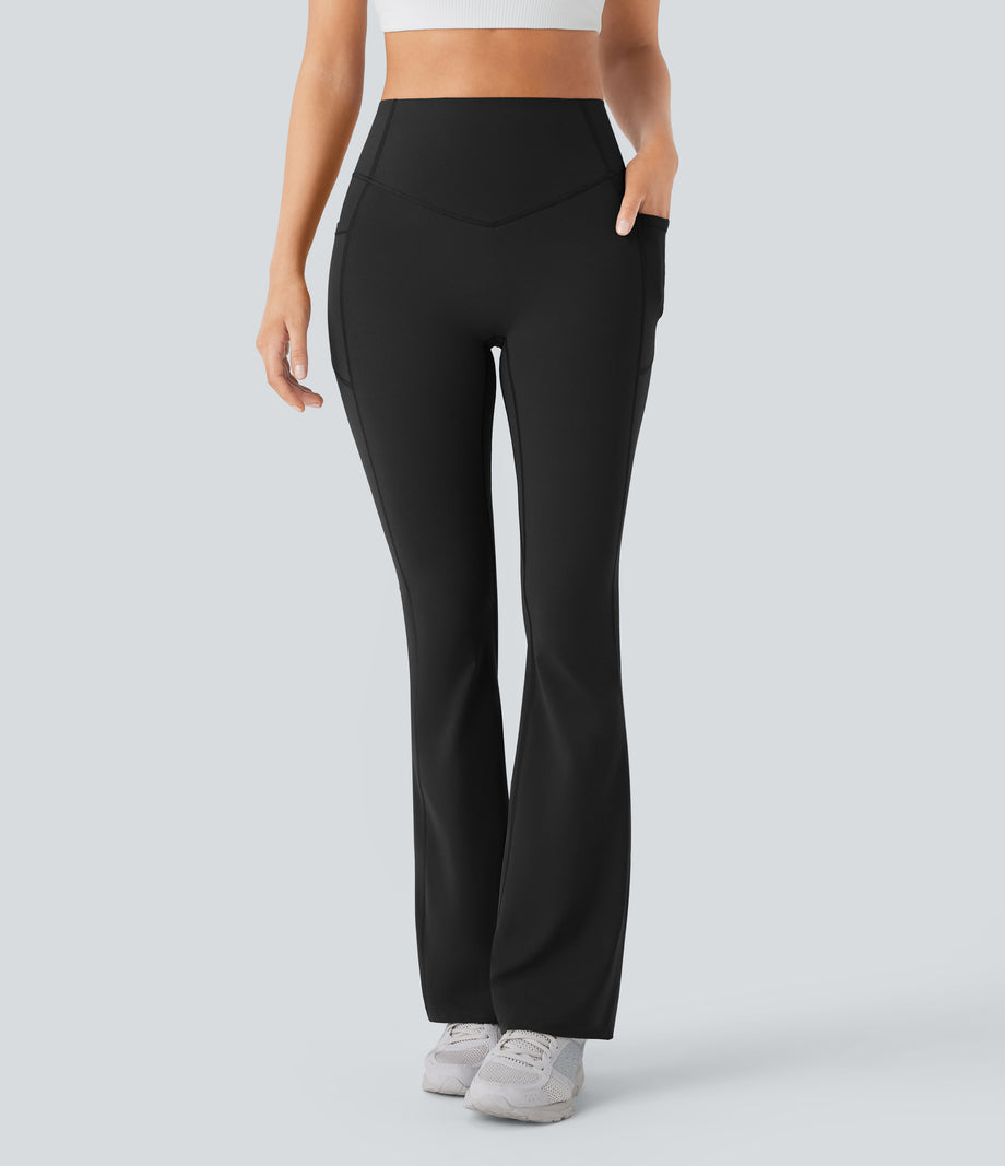 Halara UltraSculpt™ High Waisted Scrunch Butt Lifting Tummy Control Pocket Shaping Yoga Bootcut Leggings - Black