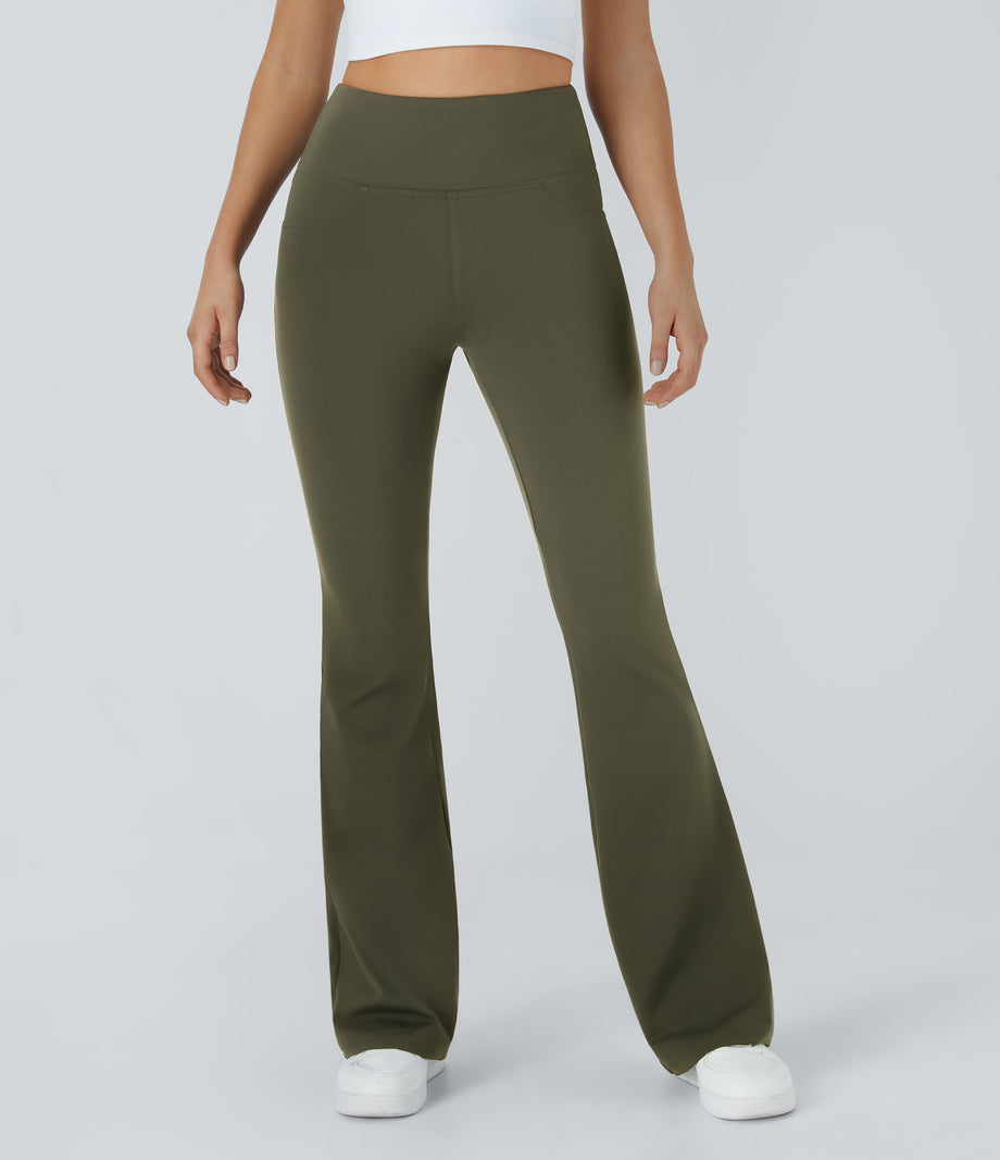 DayStretch High Waisted Pocket Flare Yoga Leggings - Forest Night