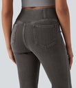 Halara Flex™ High Waisted Crossover Pocket Washed Casual Jeans - Iron Gate Denim