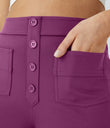 DayStretch High Waisted Pockets Straight Leg Casual Pants - Deep Orchid